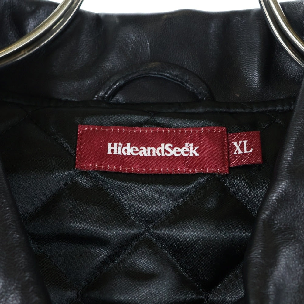Hideandseek(ハイドアンドシーク) 24AW Zip Leather Jacket シープレザー 裏地キルティング ジップアップ ジャケット ブラック HJ-100124
