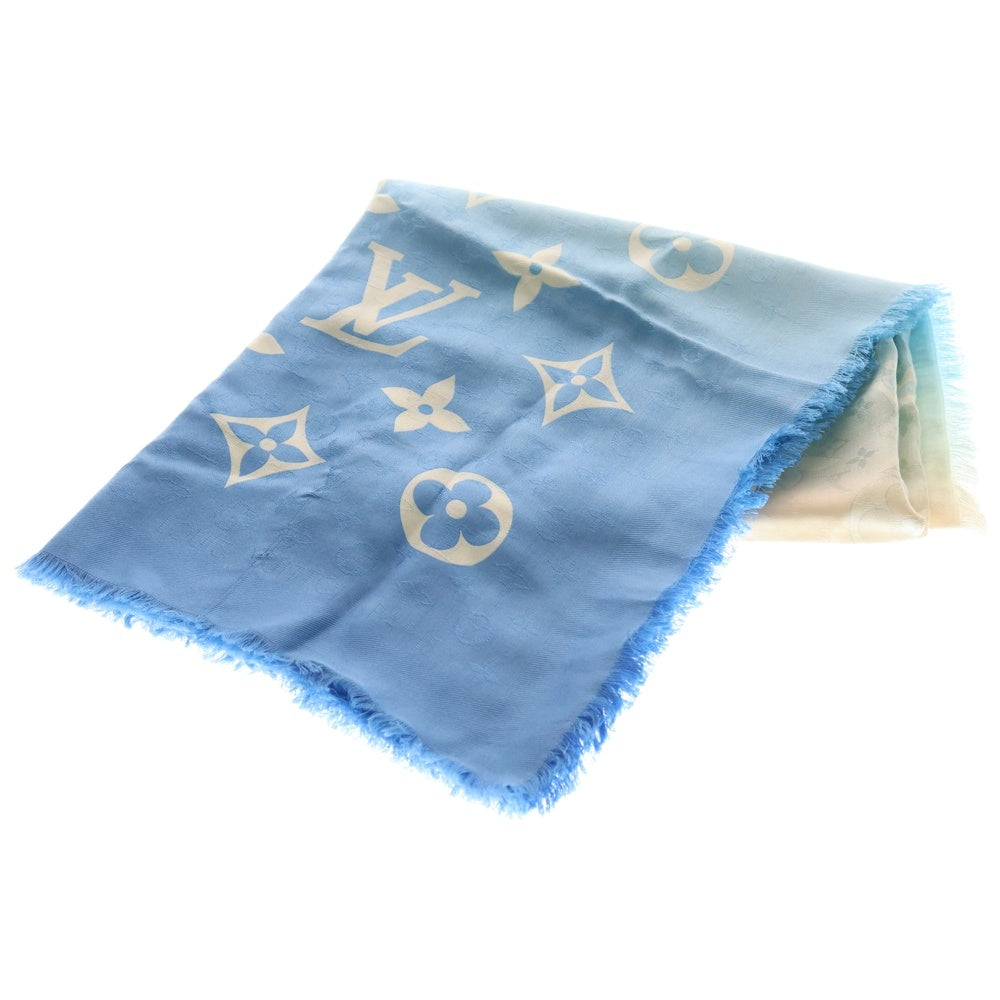 LOUIS VUITTON(ルイヴィトン) モノグラム グラデーション シルク ウール ショール 大判ストール ブルー/ホワイト M76784 IS1220