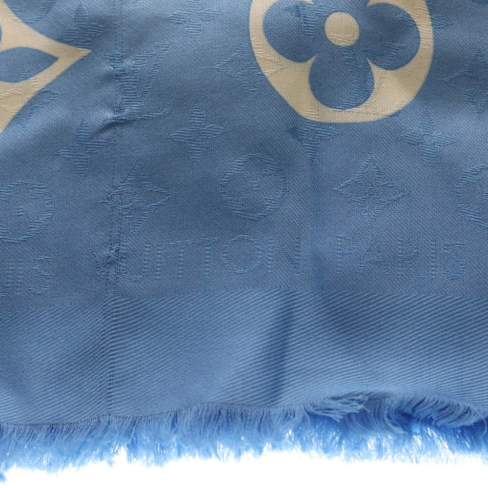 LOUIS VUITTON(ルイヴィトン) モノグラム グラデーション シルク ウール ショール 大判ストール ブルー/ホワイト M76784 IS1220