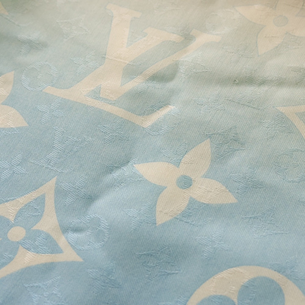 LOUIS VUITTON(ルイヴィトン) モノグラム グラデーション シルク ウール ショール 大判ストール ブルー/ホワイト M76784 IS1220