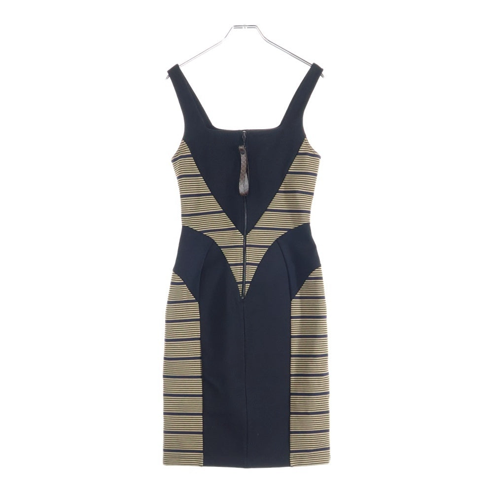 LOUIS VUITTON(ルイヴィトン) 25SS ストライプインサート テクニカルジャージー ドレス レーヨン ノースリーブワンピース ブラック/ブラウン レディース RW251WB UOK FSJD93