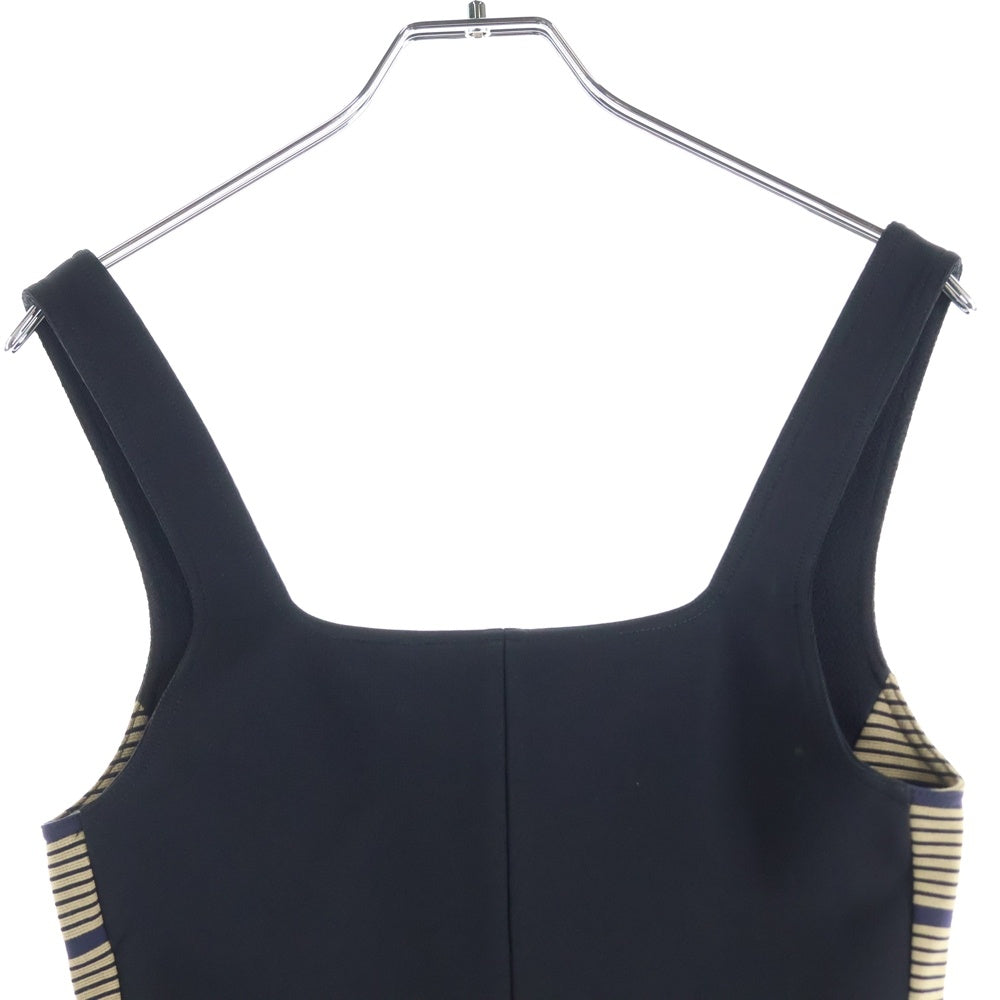 LOUIS VUITTON(ルイヴィトン) 25SS ストライプインサート テクニカルジャージー ドレス レーヨン ノースリーブワンピース ブラック/ブラウン レディース RW251WB UOK FSJD93