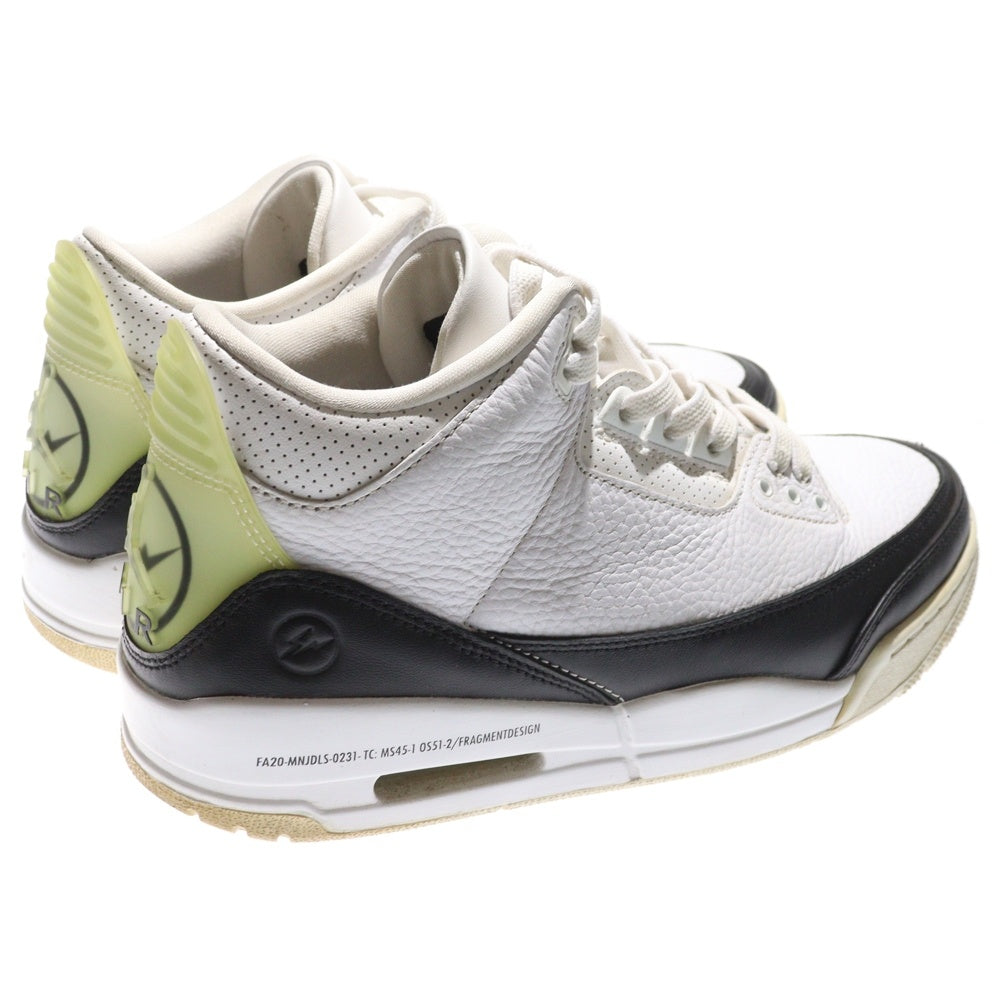 NIKE(ナイキ) ×FRAGMENT DESIGN AIR JORDAN3 RETRO SP フラグメントデザイン エアジョーダン3 ミッドカットスニーカー ホワイト/ブラック US9/27cm DA3595-100
