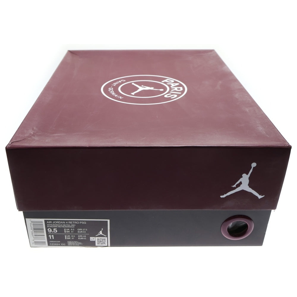 NIKE(ナイキ) ×Paris Saint Germain AIR JORDAN 4 RETRO パリサンジェルマン エアジョーダン レトロ ローカットスニーカー ホワイト/パープル US9.5/27.5cm CZ5624-100
