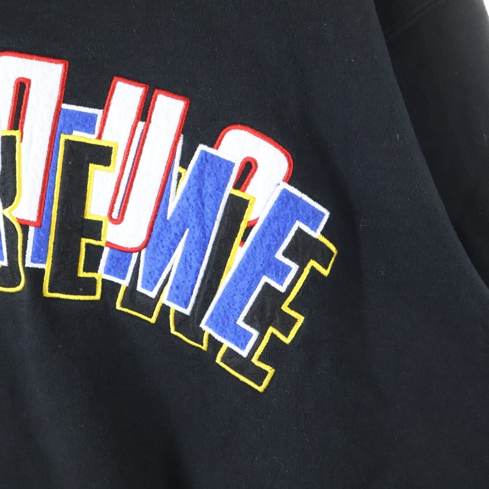 SUPREME(シュプリーム) 21SS Stacked Crewneck スタックド ロゴ クルーネック スウェット トレーナー ブラック