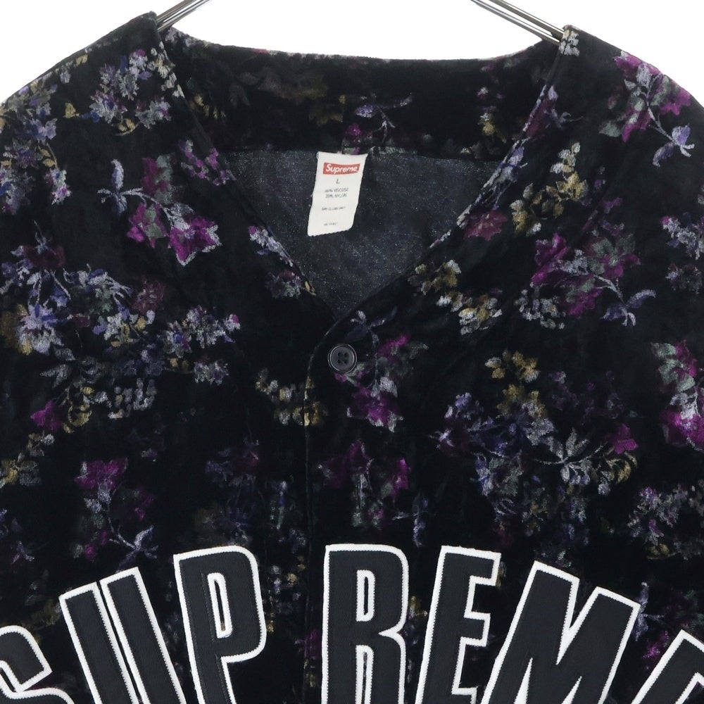 SUPREME(シュプリーム) 19AW Floral Velour Baseball Jersey フローラル ベロア ロゴ ベースボール ジャージー 半袖シャツ マルチ