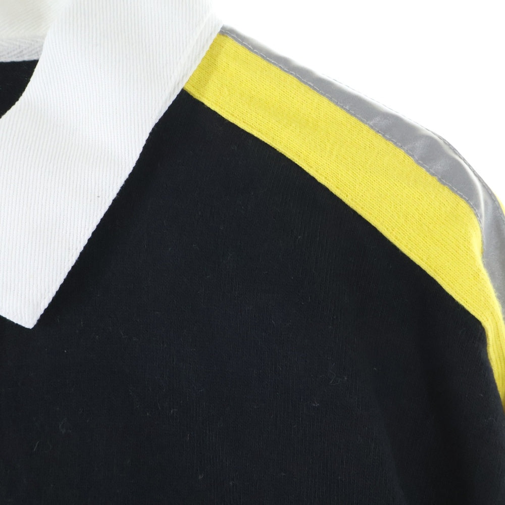 SUPREME(シュプリーム) 18AW Reflective Sleeve Stripe Rugby リフレクティブ ストライプ ロゴ刺繍 ラグビー 長袖 ポロシャツ ブラック