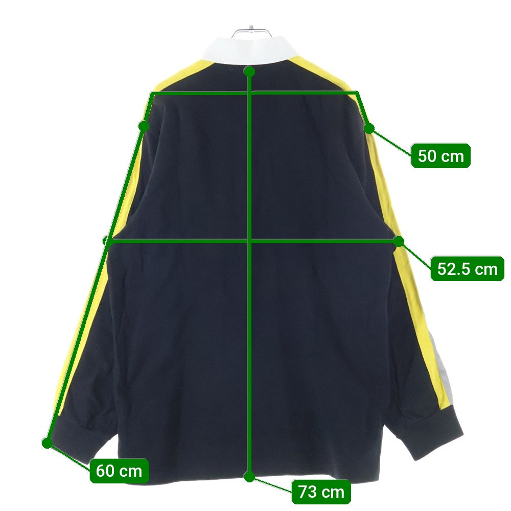 SUPREME(シュプリーム) 18AW Reflective Sleeve Stripe Rugby リフレクティブ ストライプ ロゴ刺繍 ラグビー 長袖 ポロシャツ ブラック