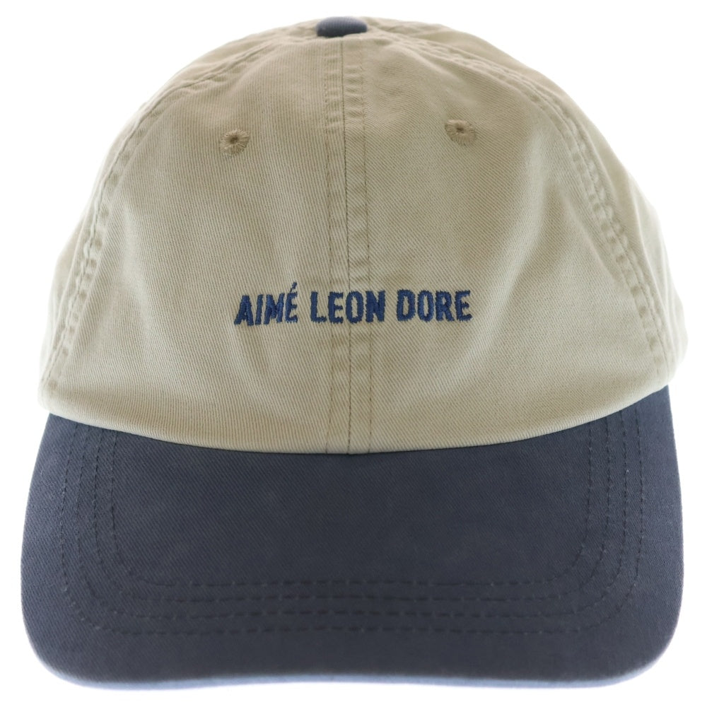 NO BRAND(ノーブランド) AIME LEON DORE Washed Cotton Cap エメ レオン ドレ ウォッシュ加工 フロントロゴ刺繍 6パネル コットン ベースボールキャップ 帽子 アイボリー/ブルー