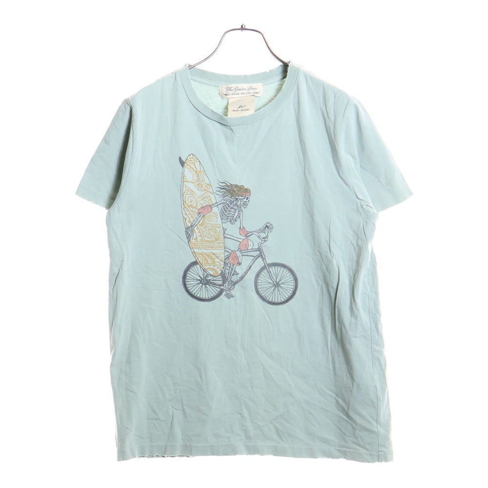 REMI RELIEF(レミレリーフ) ダメージ加工 フロントスカルプリント クルーネック半袖Tシャツ カットソー ライトブルー
