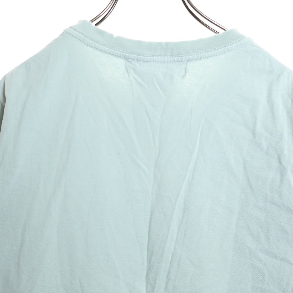 REMI RELIEF(レミレリーフ) ダメージ加工 フロントスカルプリント クルーネック半袖Tシャツ カットソー ライトブルー