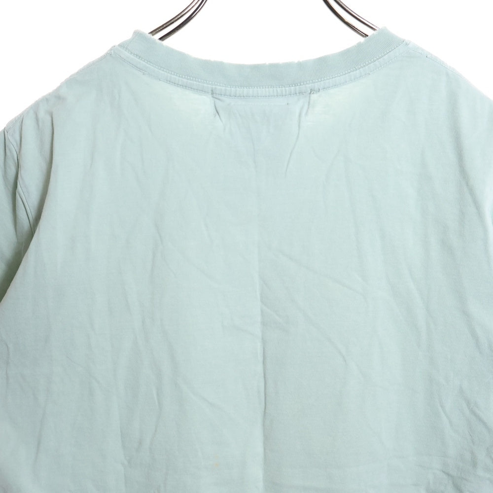 REMI RELIEF(レミレリーフ) ダメージ加工 フロントスカルプリント クルーネック半袖Tシャツ カットソー ライトブルー