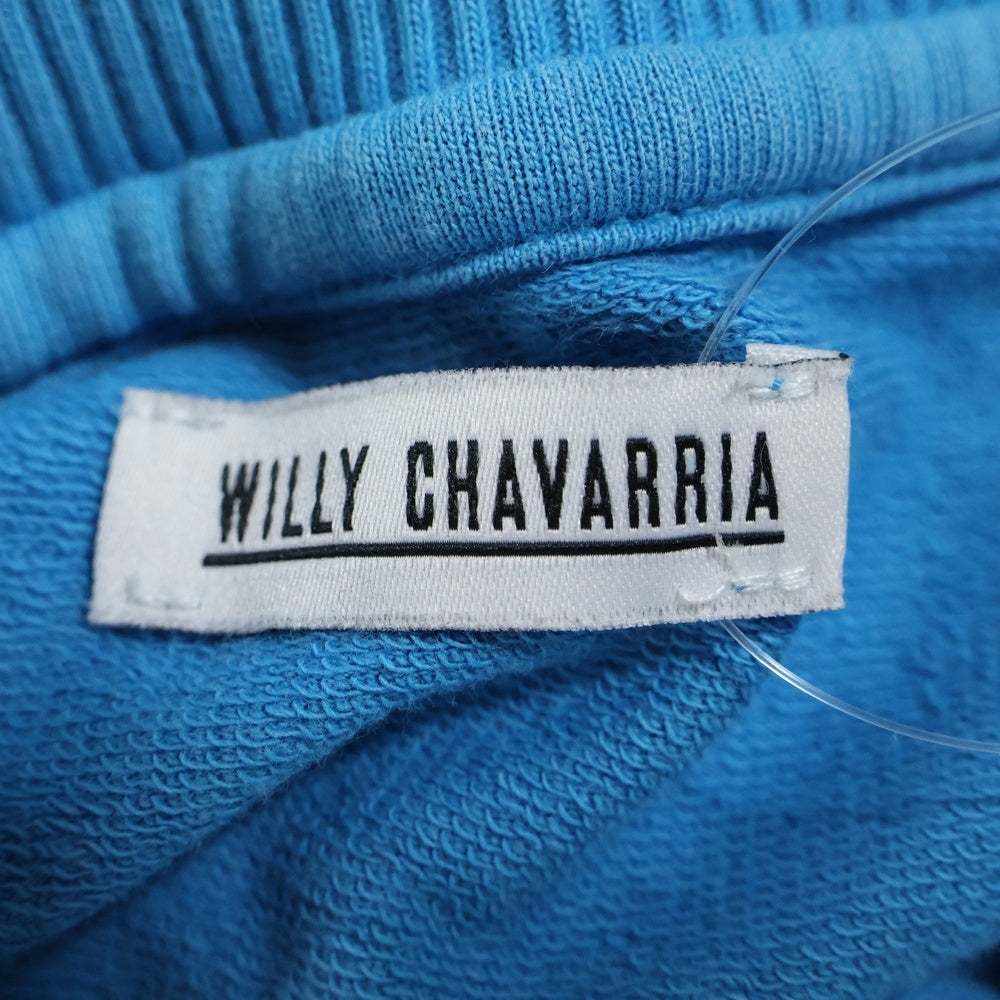 WILLY CHAVARRIA(ウィリーチャバリア) 18SS フロントプリント クルーネック スウェットトレーナー ブルー 18-070-465-0052-1-0