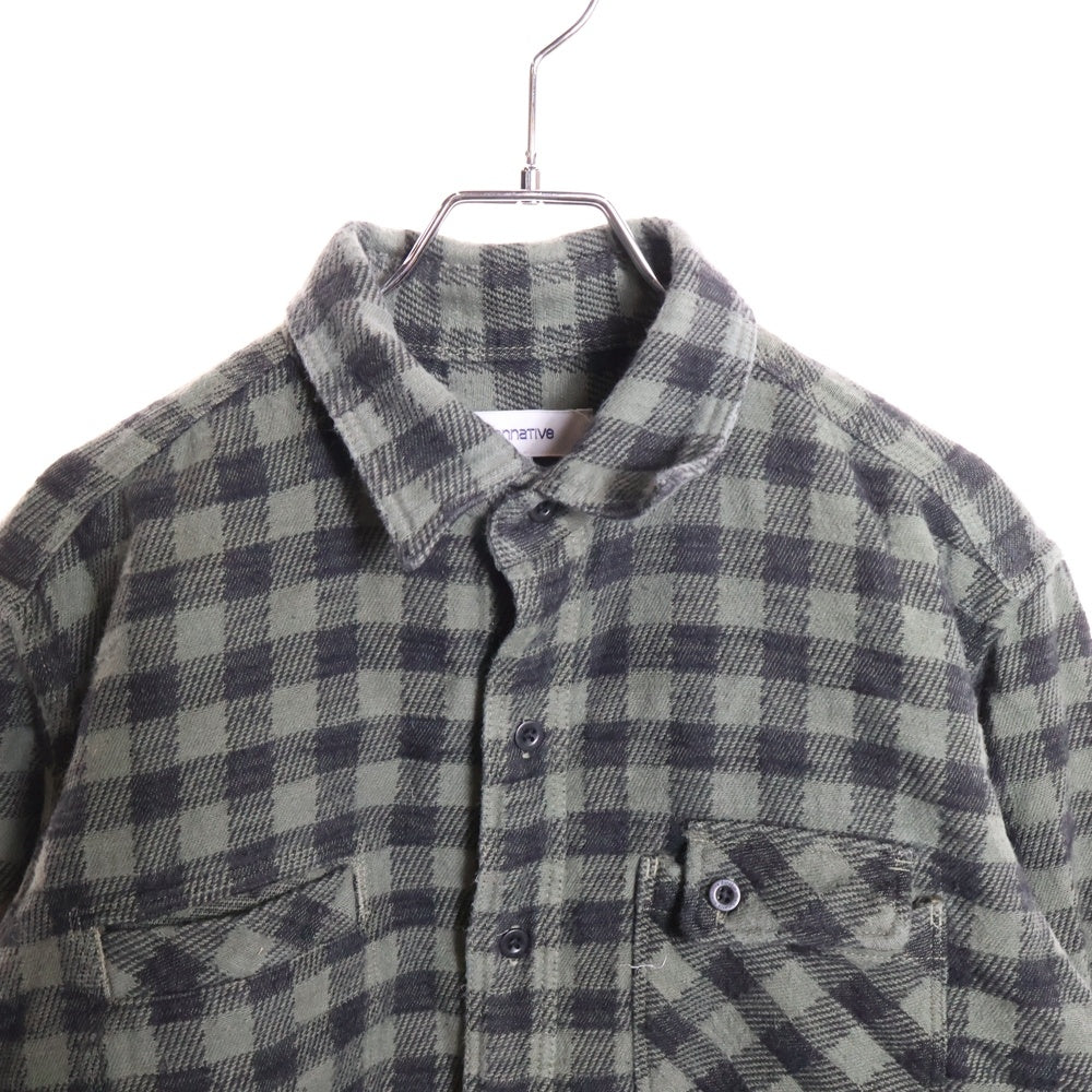 nonnative(ノンネイティブ) シェパードチェック 長袖 ネルシャツ グリーン NN-S1851