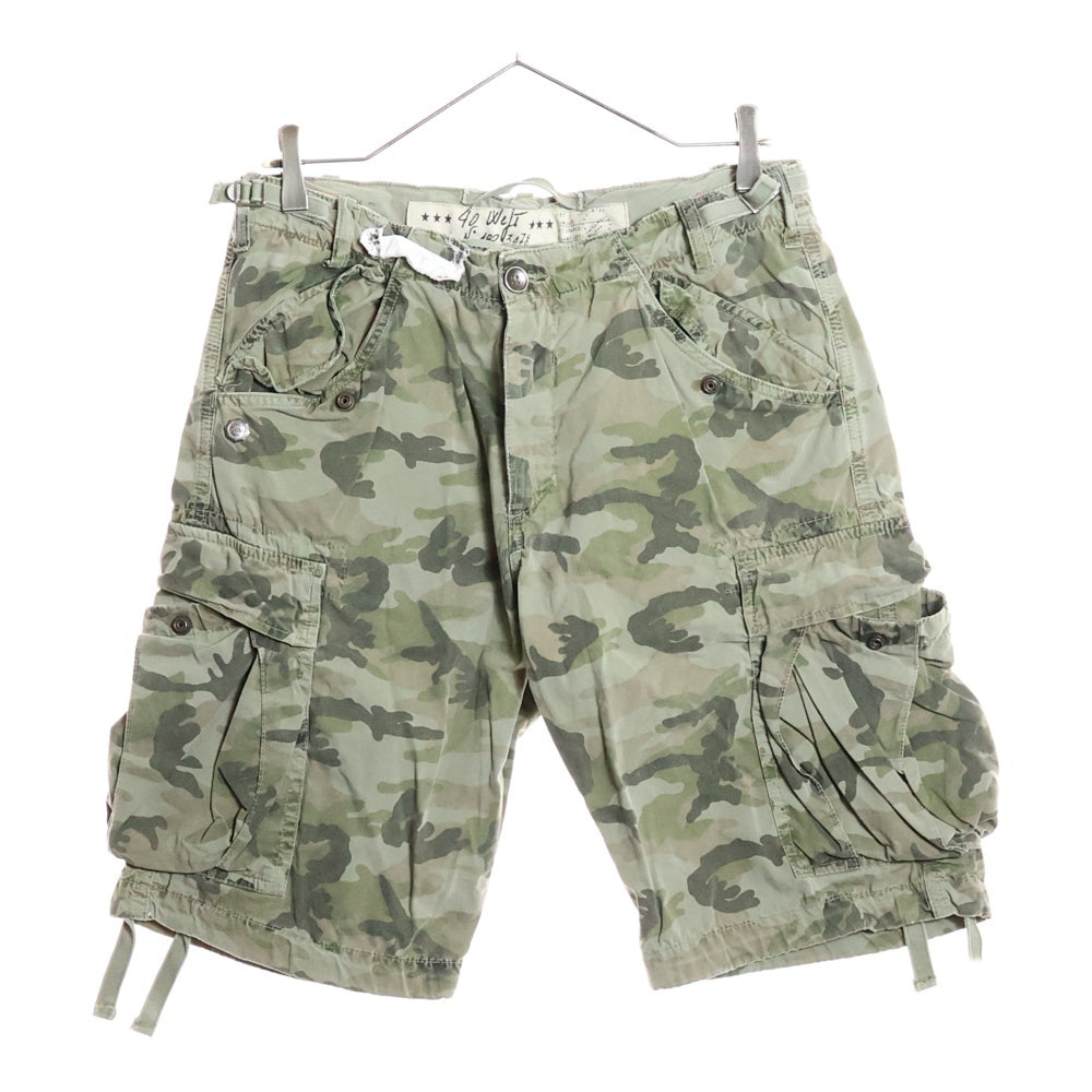 NO BRAND(ノーブランド) 40Weft CARGO DEPT NICK フォーティーウェフト 迷彩柄 カモフラ ハーフカーゴパンツ ショーツ カーキ 79231090