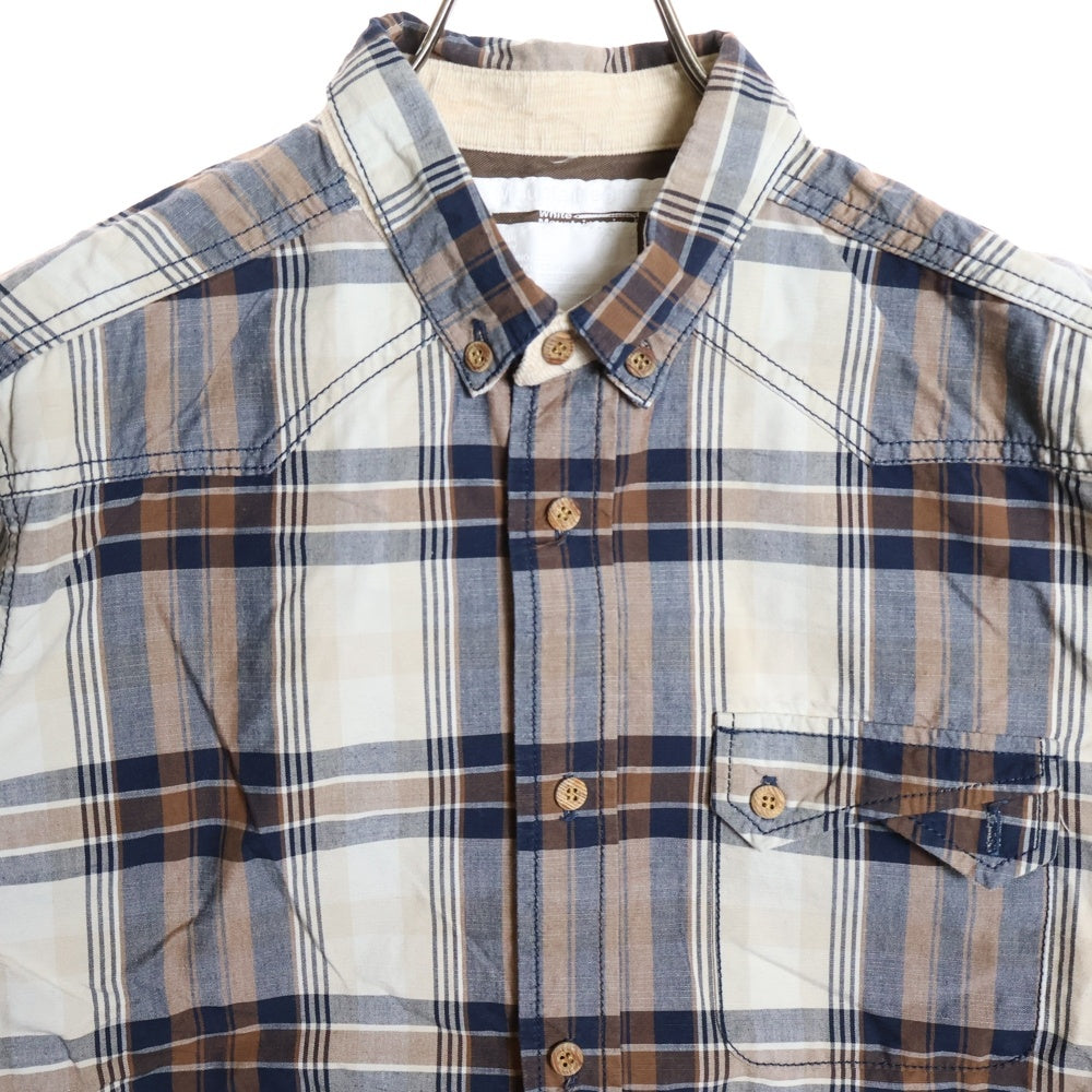 White Mountaineering(ホワイトマウンテニアリング) タータンチェック フロントポケット 半袖シャツ ホワイト/ブラウン DLMNJC35