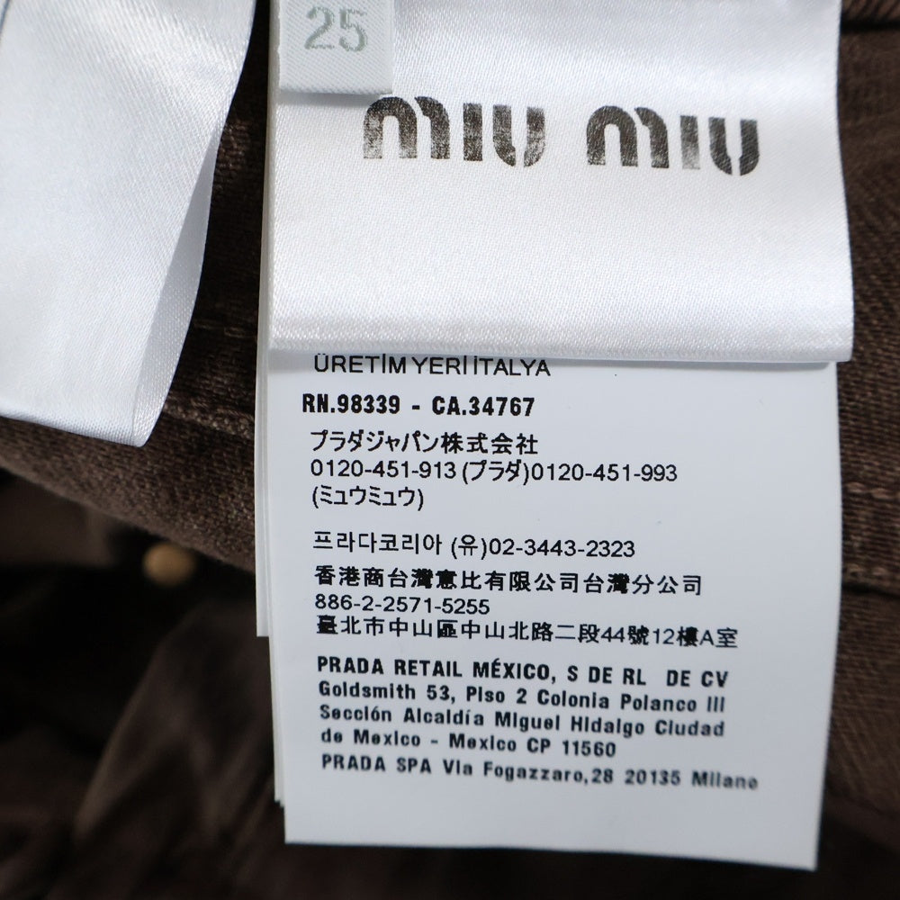 miumiu(ミュウミュウ) 25SS Five-Pocket Jeans 5ポケット ロゴ ストレートデニムパンツ ブラウン GWP541
