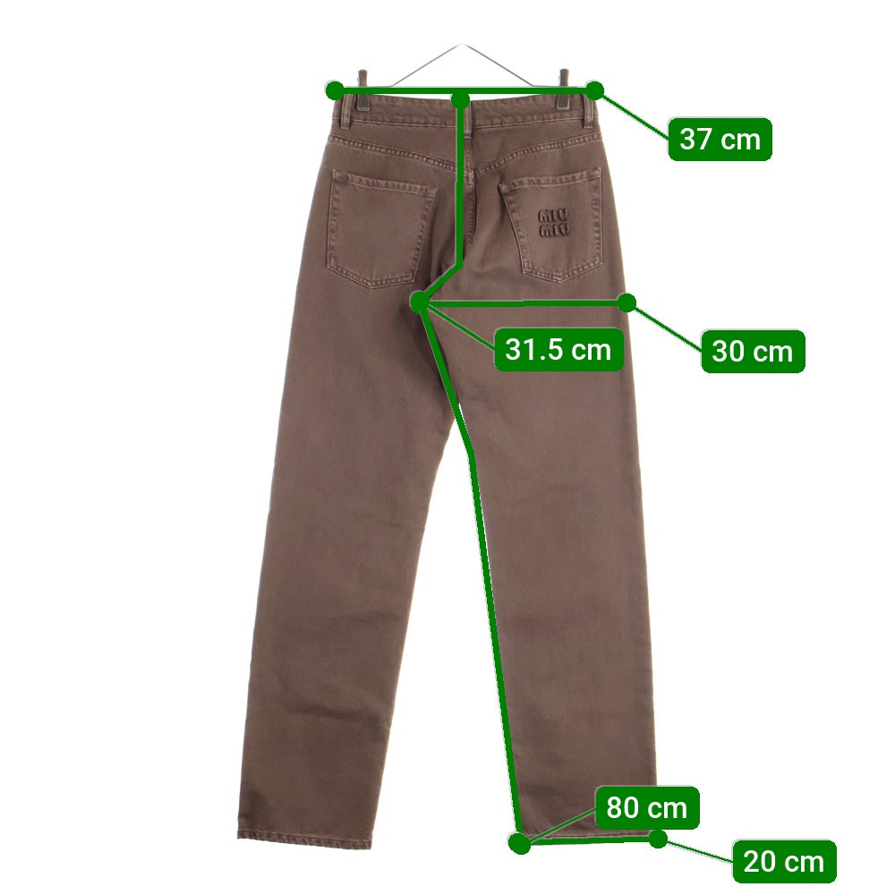 miumiu(ミュウミュウ) 25SS Five-Pocket Jeans 5ポケット ロゴ ストレートデニムパンツ ブラウン GWP541