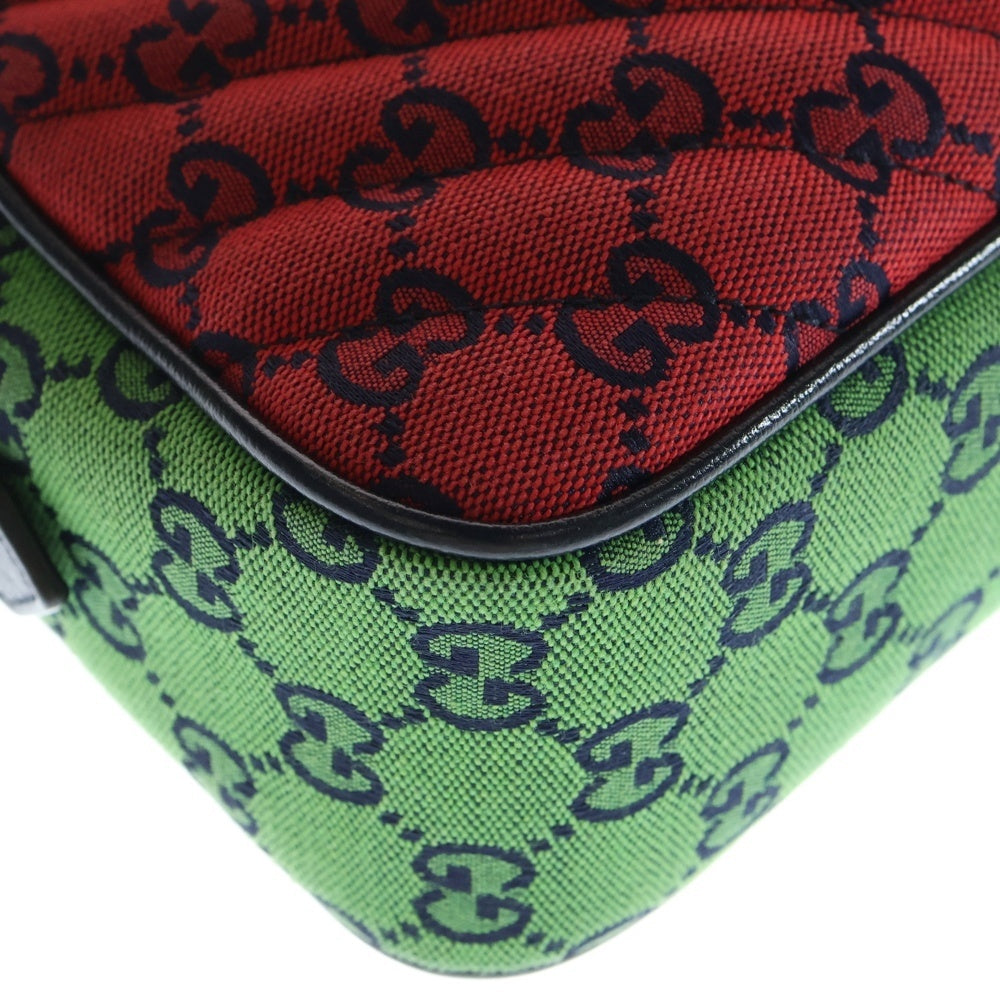 GUCCI(グッチ) GGマーモント キルティング キャンバス スモール ショルダーバッグ マルチ レディース 447632
