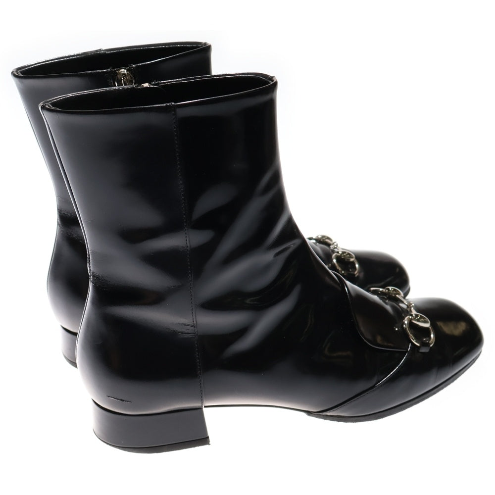 GUCCI(グッチ) ホースビット レザー サイドジップ ショートブーツ ブラック レディース 362951