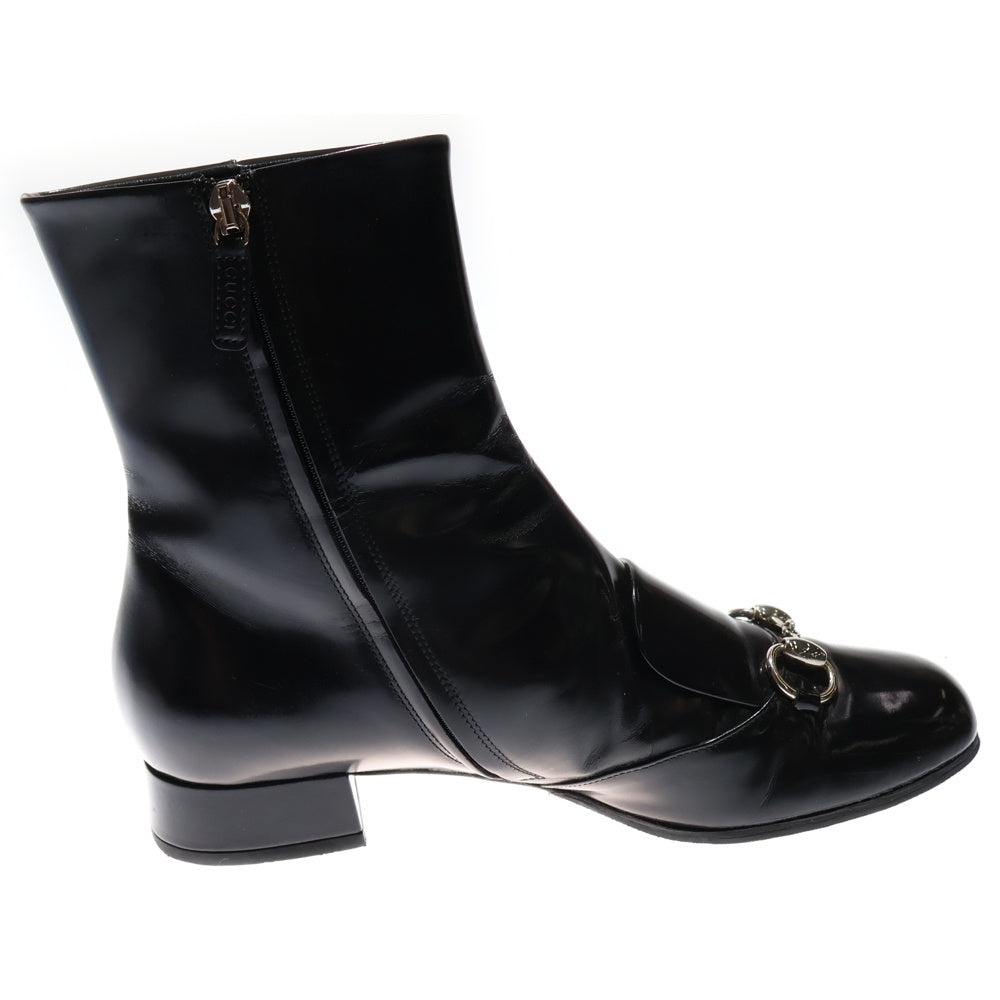 GUCCI(グッチ) ホースビット レザー サイドジップ ショートブーツ ブラック レディース 362951