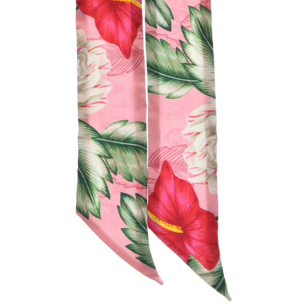 GUCCI(グッチ) フラワー 花柄 シルク ネックボウ スカーフ ピンク レディース 631432