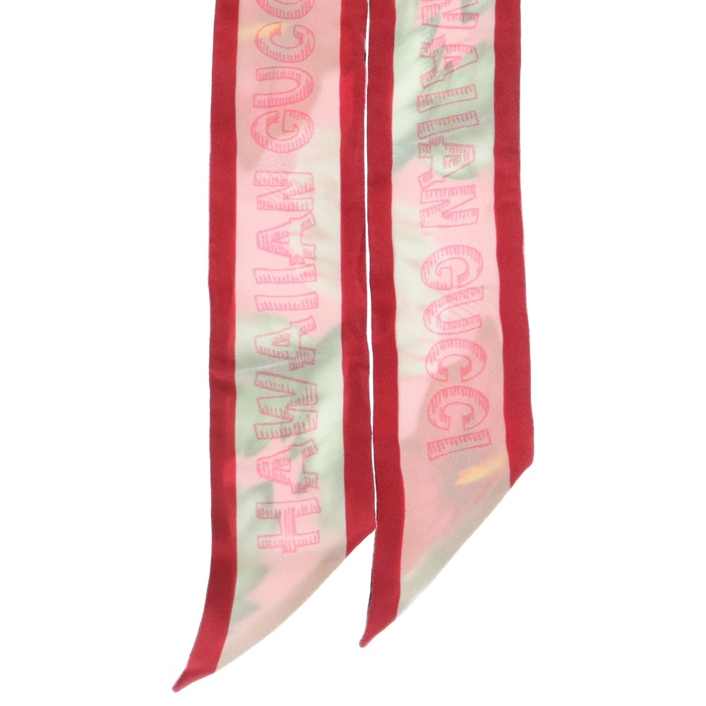 GUCCI(グッチ) フラワー 花柄 シルク ネックボウ スカーフ ピンク レディース 631432