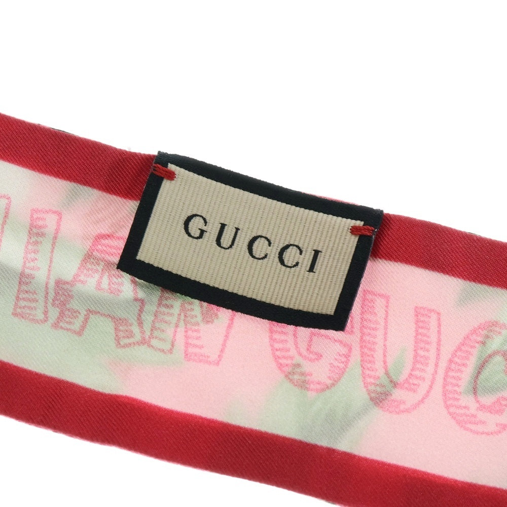 GUCCI(グッチ) フラワー 花柄 シルク ネックボウ スカーフ ピンク レディース 631432