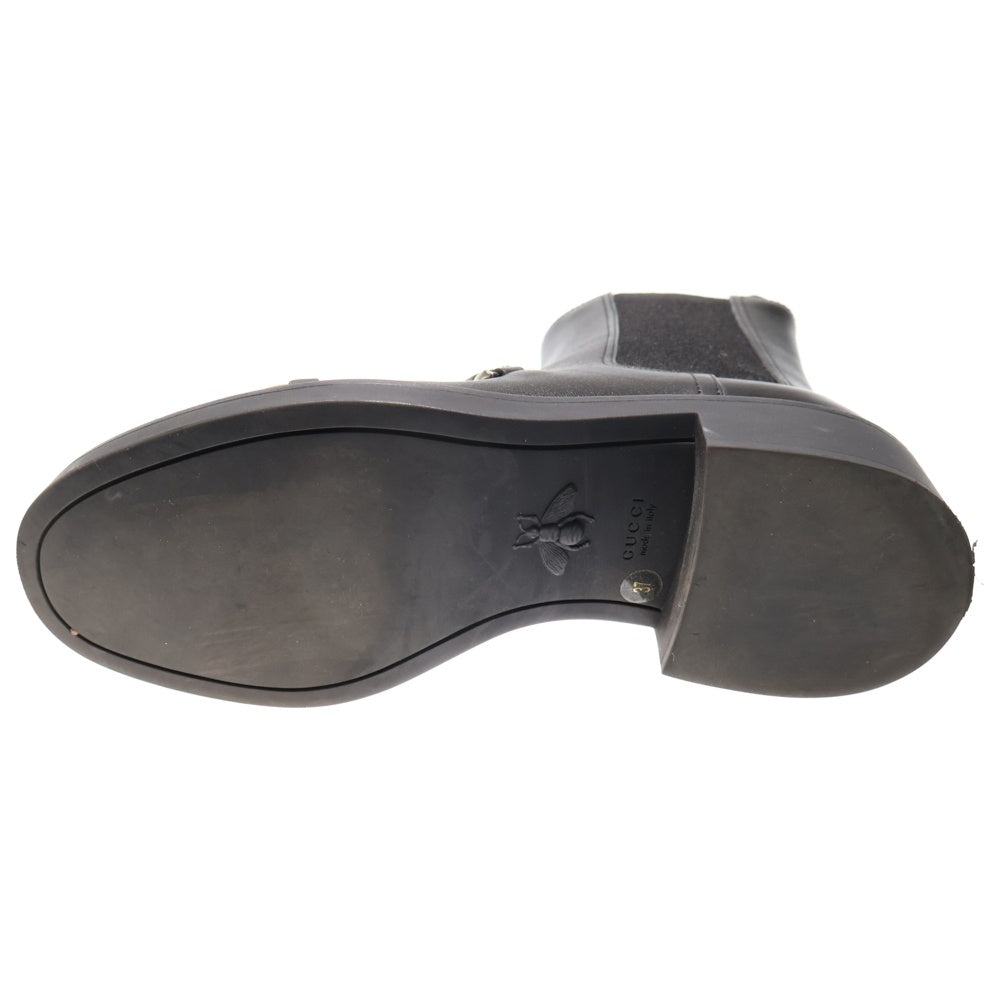 GUCCI(グッチ) ホースビット チェーン装飾 レザー サイドゴア チェルシーブーツ ブラック 670393