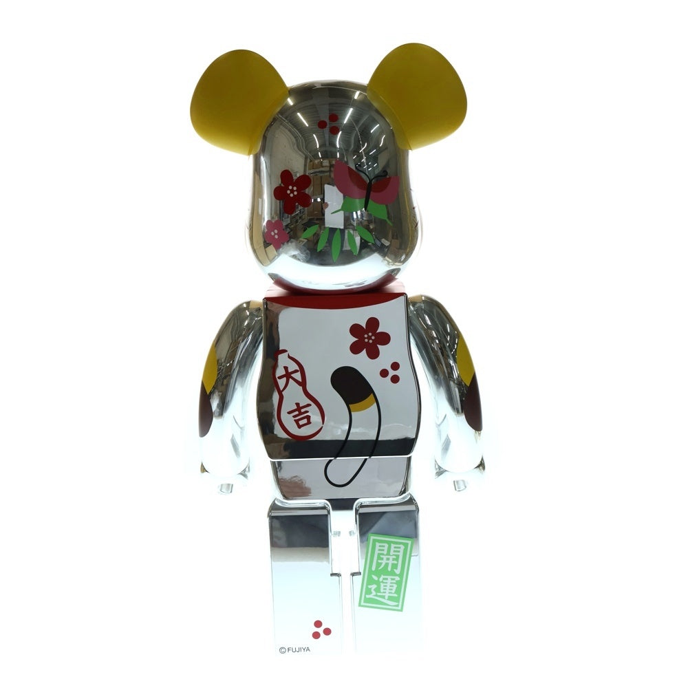 MEDICOM TOY(メディコムトイ) BE@RBRICK 招き猫 ペコちゃん 福 銀メッキ 人形 フィギュア シルバー 1000%