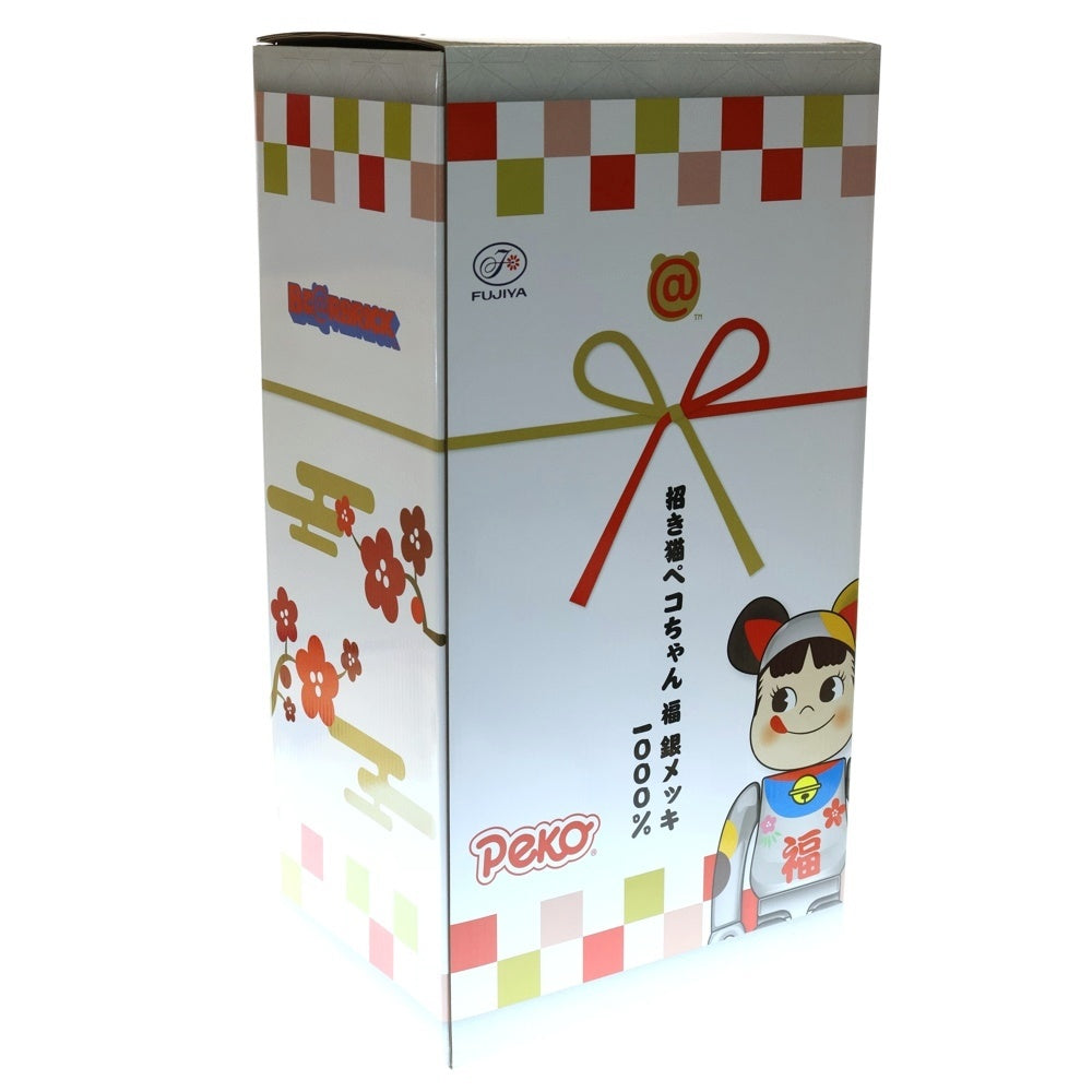 MEDICOM TOY(メディコムトイ) BE@RBRICK 招き猫 ペコちゃん 福 銀メッキ 人形 フィギュア シルバー 1000%