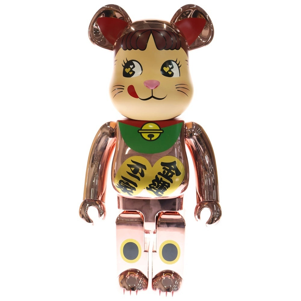 MEDICOM TOY(メディコムトイ) BE@RBRICK 招き猫 ペコちゃん 金運 ダブル小判 桃金メッキ ピンク 1000%