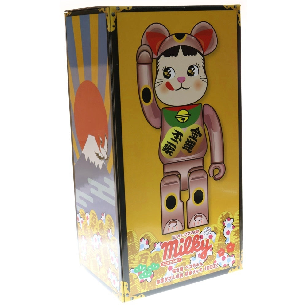 MEDICOM TOY(メディコムトイ) BE@RBRICK 招き猫 ペコちゃん 金運 ダブル小判 桃金メッキ ピンク 1000%