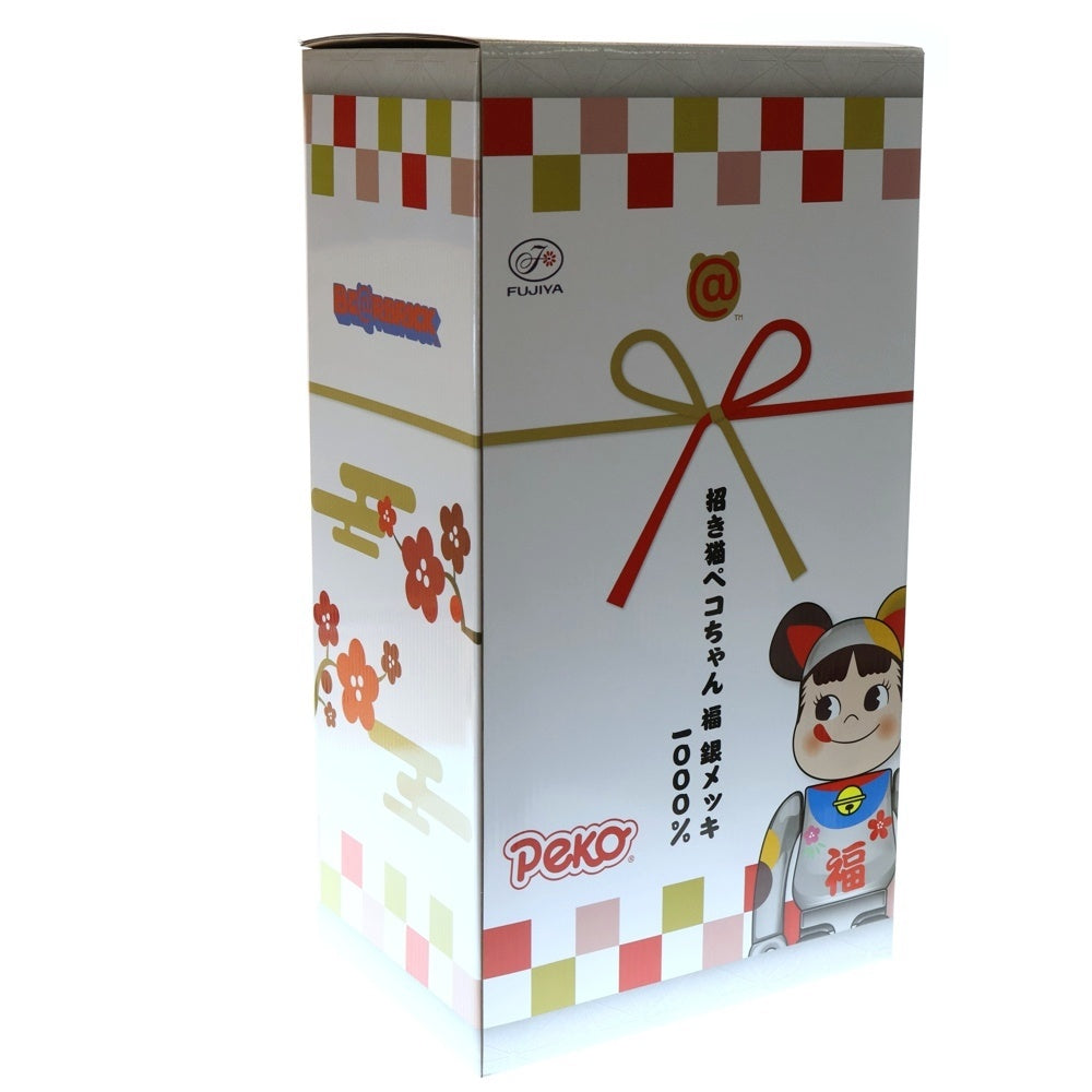 MEDICOM TOY(メディコムトイ) BE@RBRICK 招き猫 ペコちゃん 福 銀メッキ 人形 フィギュア シルバー 1000%