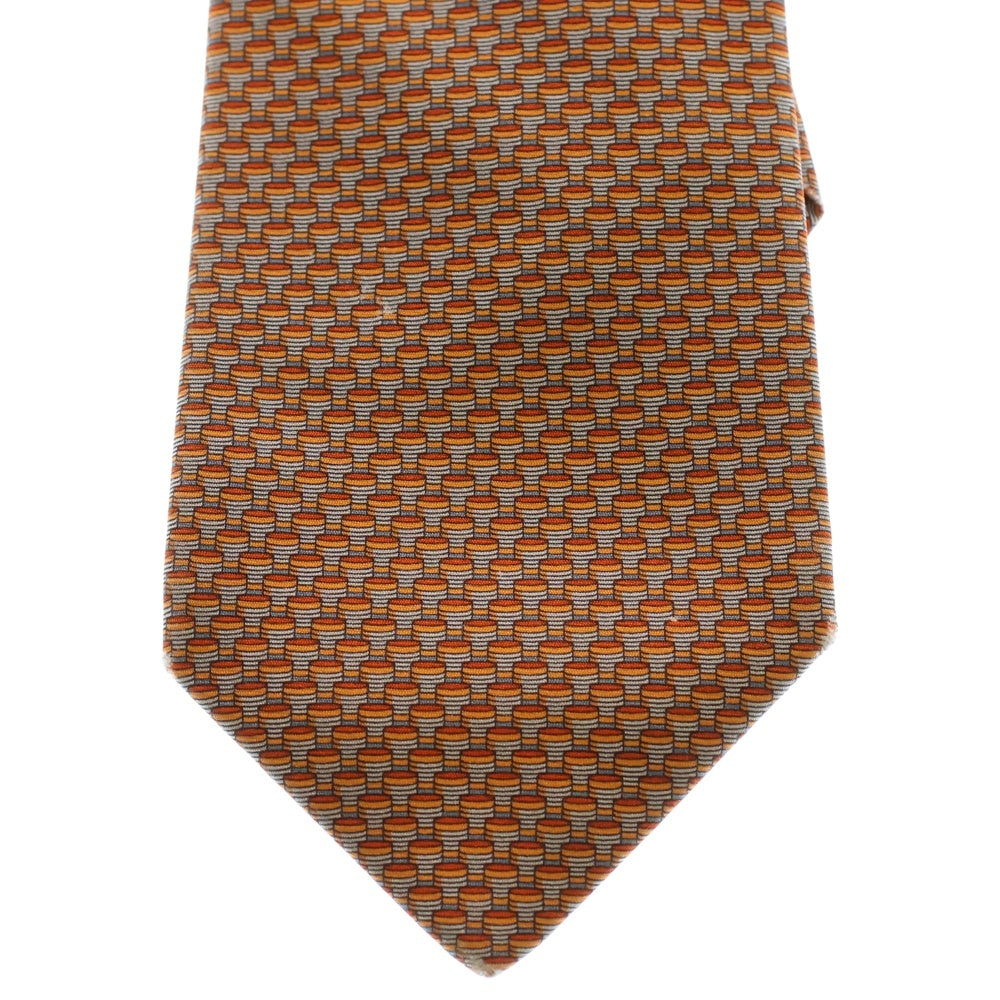 HERMES(エルメス) 総柄シルク ネクタイ レッド