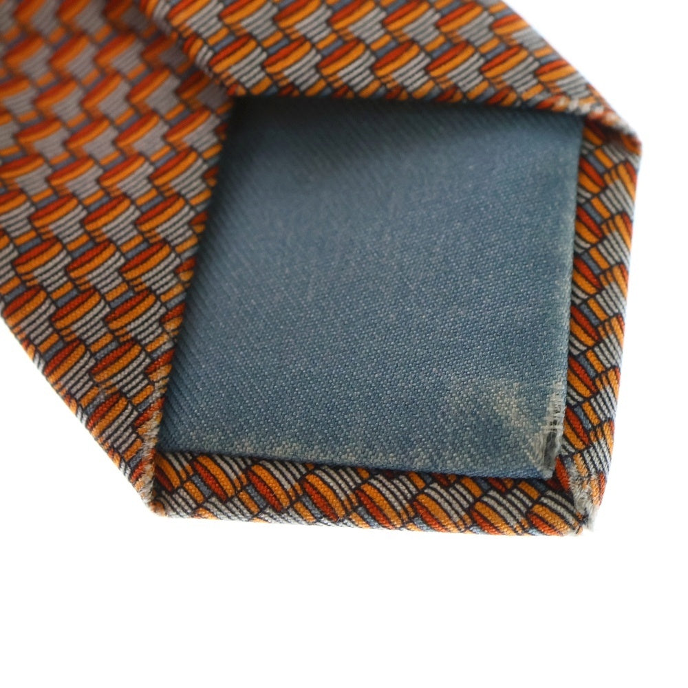 HERMES(エルメス) 総柄シルク ネクタイ レッド