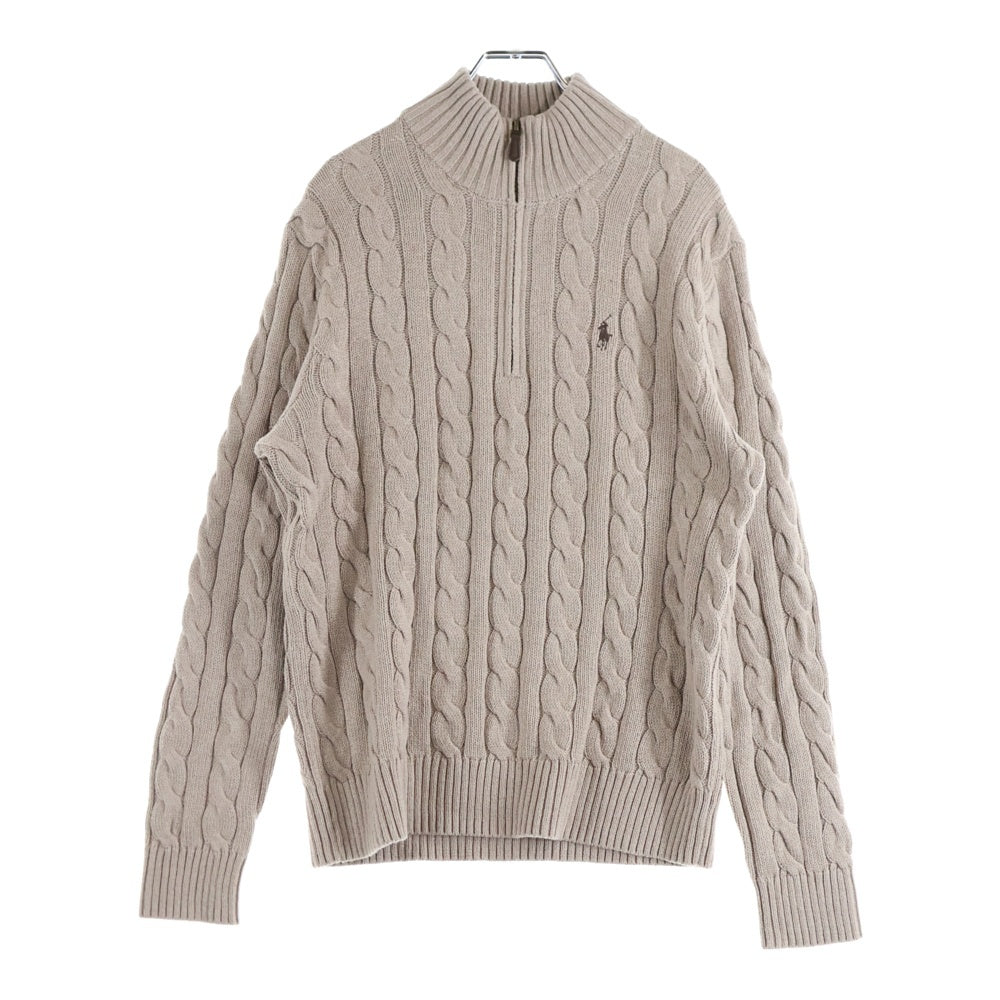 POLO RALPH LAUREN(ポロラルフローレン) ハーフジップ ケーブルニットセーター ブラウン