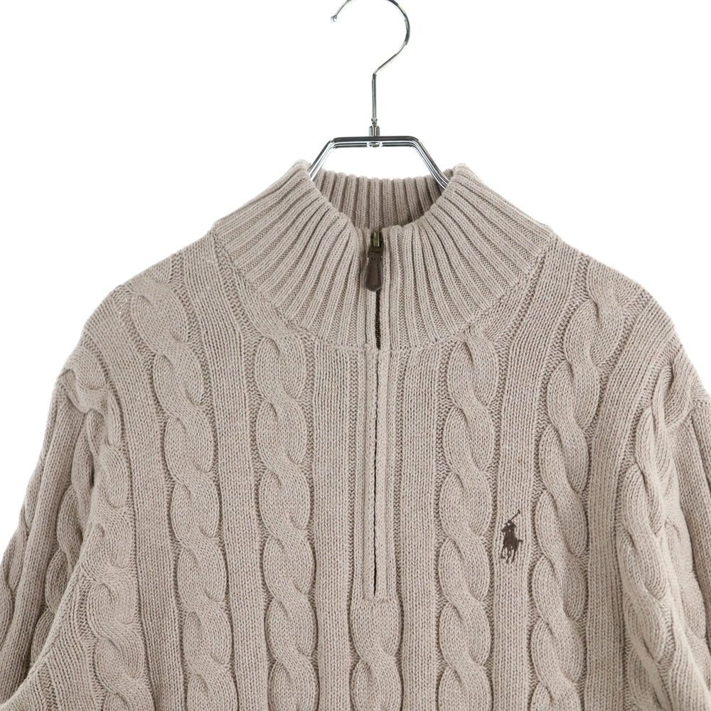 POLO RALPH LAUREN(ポロラルフローレン) ハーフジップ ケーブルニットセーター ブラウン