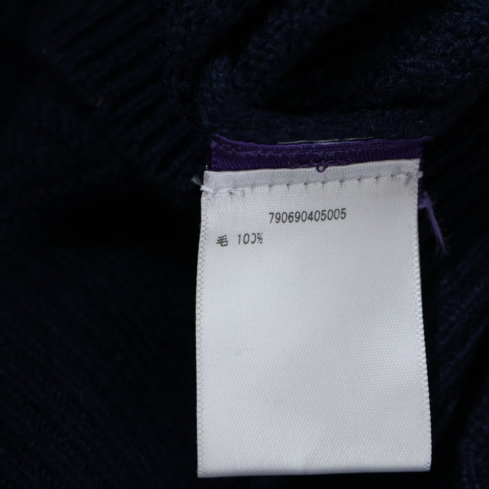 RALPH LAUREN PURPLE LABEL(ラルフローレン パープルレーベル) クルーネック ウール ニットセーター ネイビー