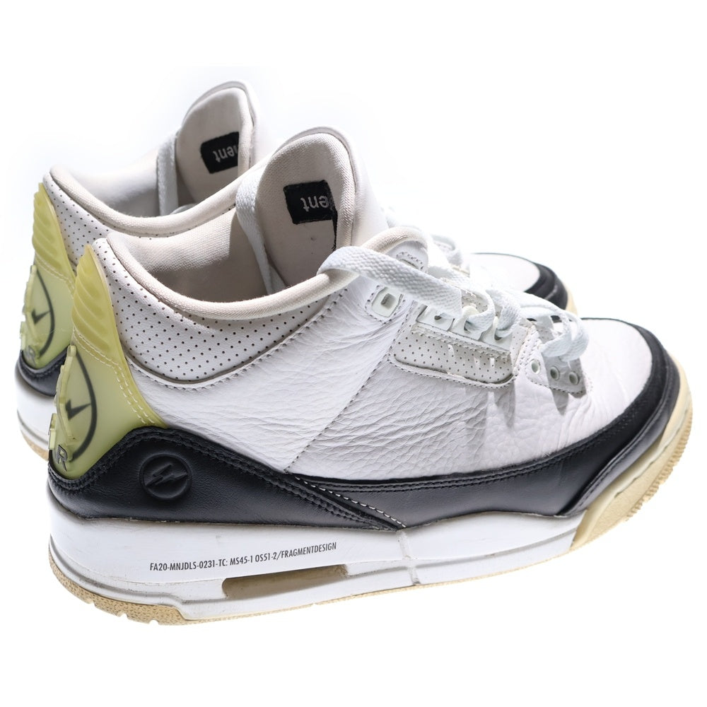 NIKE(ナイキ) ×FRAGMENT DESIGN AIR JORDAN3 RETRO SP フラグメントデザイン エアジョーダン3 ミッドカットスニーカー US7/25cm ホワイト/ブラック DA3595-100
