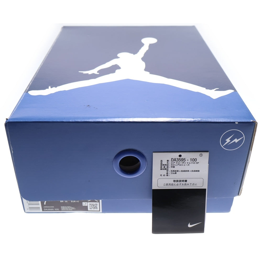 NIKE(ナイキ) ×FRAGMENT DESIGN AIR JORDAN3 RETRO SP フラグメントデザイン エアジョーダン3 ミッドカットスニーカー US7/25cm ホワイト/ブラック DA3595-100
