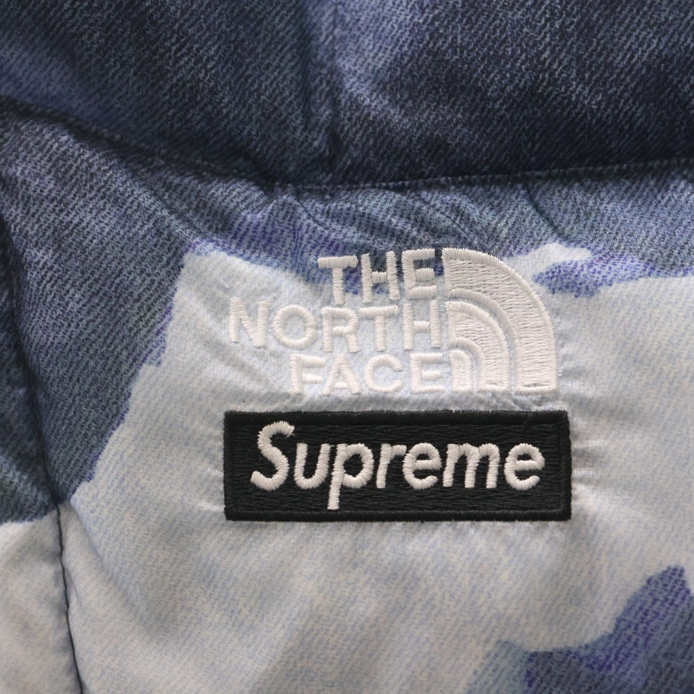 SUPREME(シュプリーム) 21AW ×THE NORTH FACE Bleached Denim Print Nuptse Trooper ブリーチドデニムプリント ヌプシ フライトキャップ 帽子 ブルー NN52151I