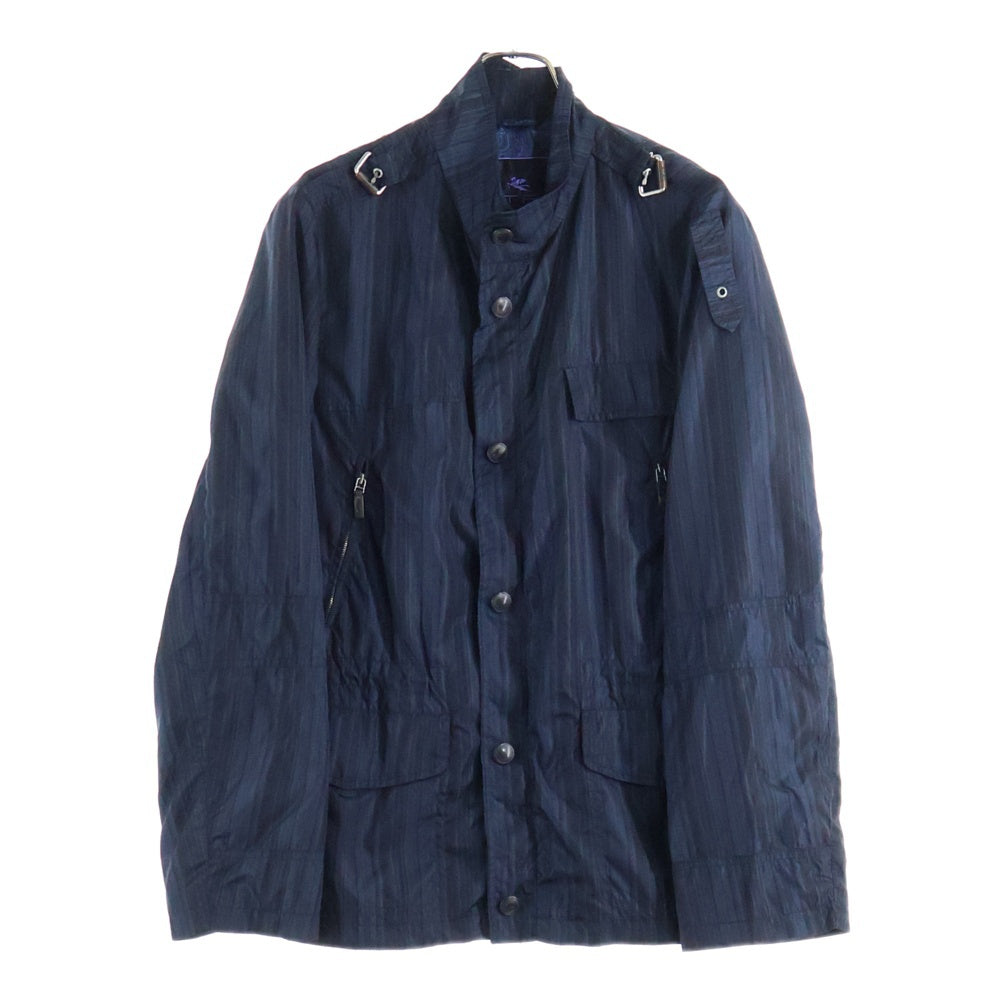 ETRO(エトロ) 裏地ペイズリー柄 ストライプ ナイロン ジップアップ ジャケット ブラック 101-17713-4016