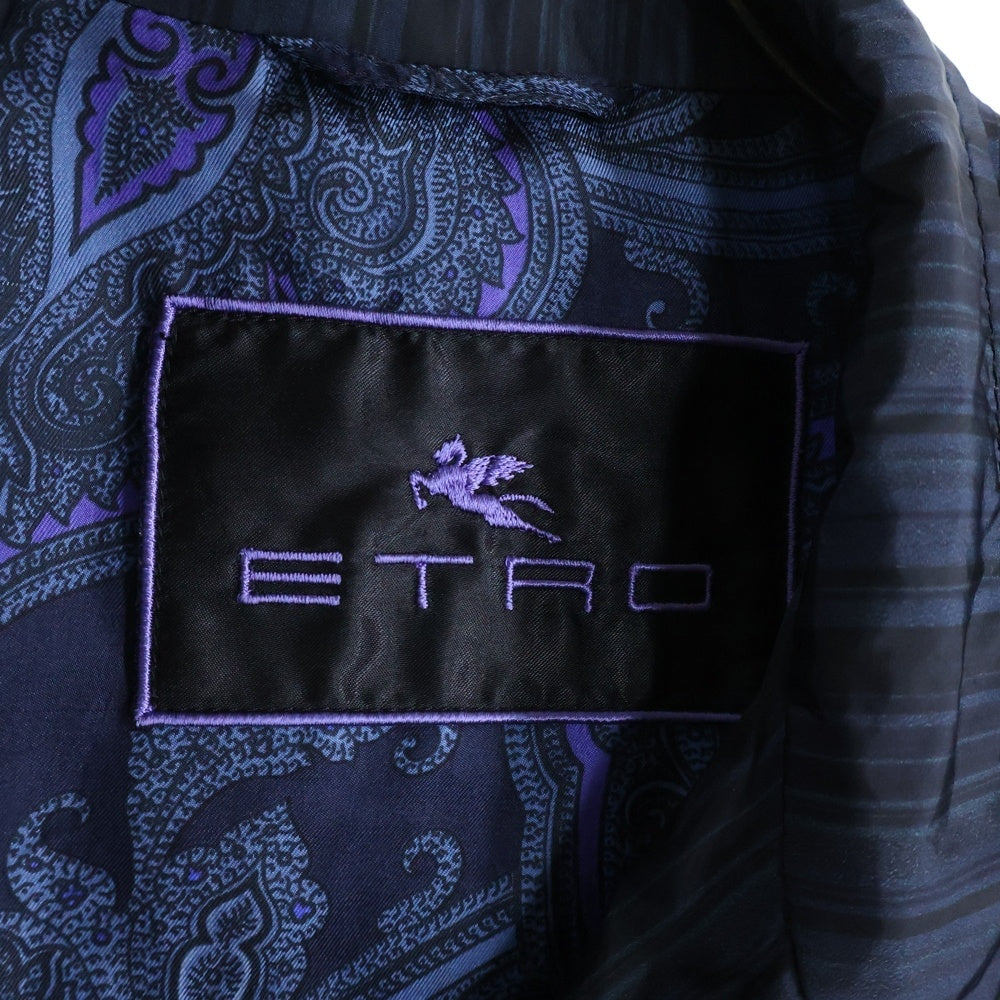 ETRO(エトロ) 裏地ペイズリー柄 ストライプ ナイロン ジップアップ ジャケット ブラック 101-17713-4016