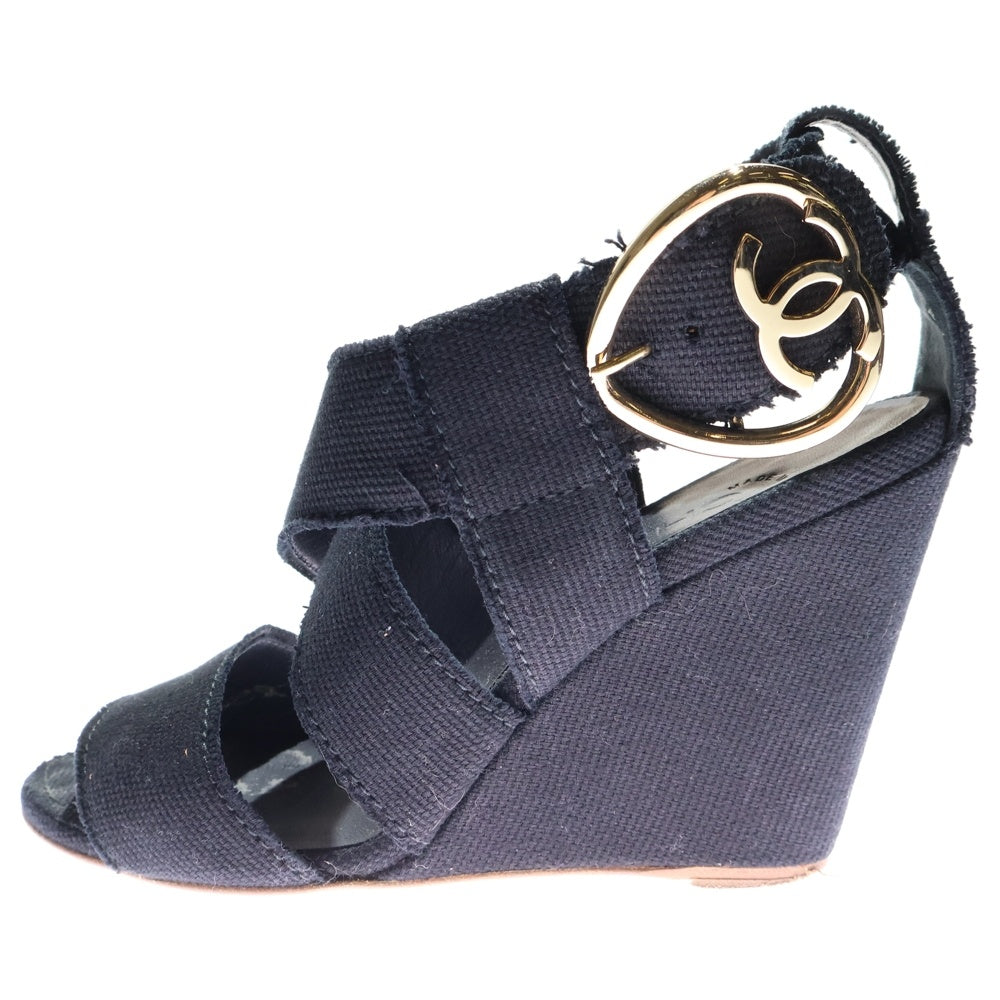 CHANEL(シャネル) ハートココマーク ウェッジソール キャンバス ヒール