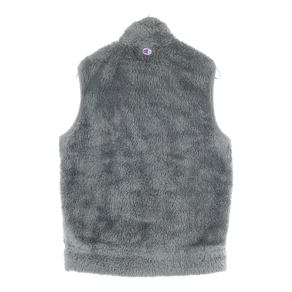 CHAMPION(チャンピオン) スクリプトロゴ刺繍 ジップアップ ボアフリース ベスト グレー C3-L617Z