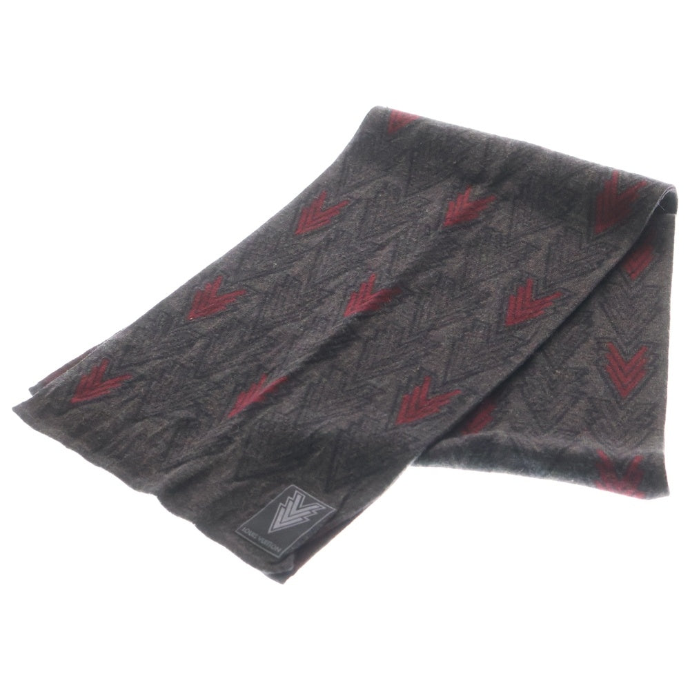 LOUIS VUITTON(ルイヴィトン) エシャルプ・トリプルV ウール スカーフ マフラー グレー/レッド M70032 IS0135