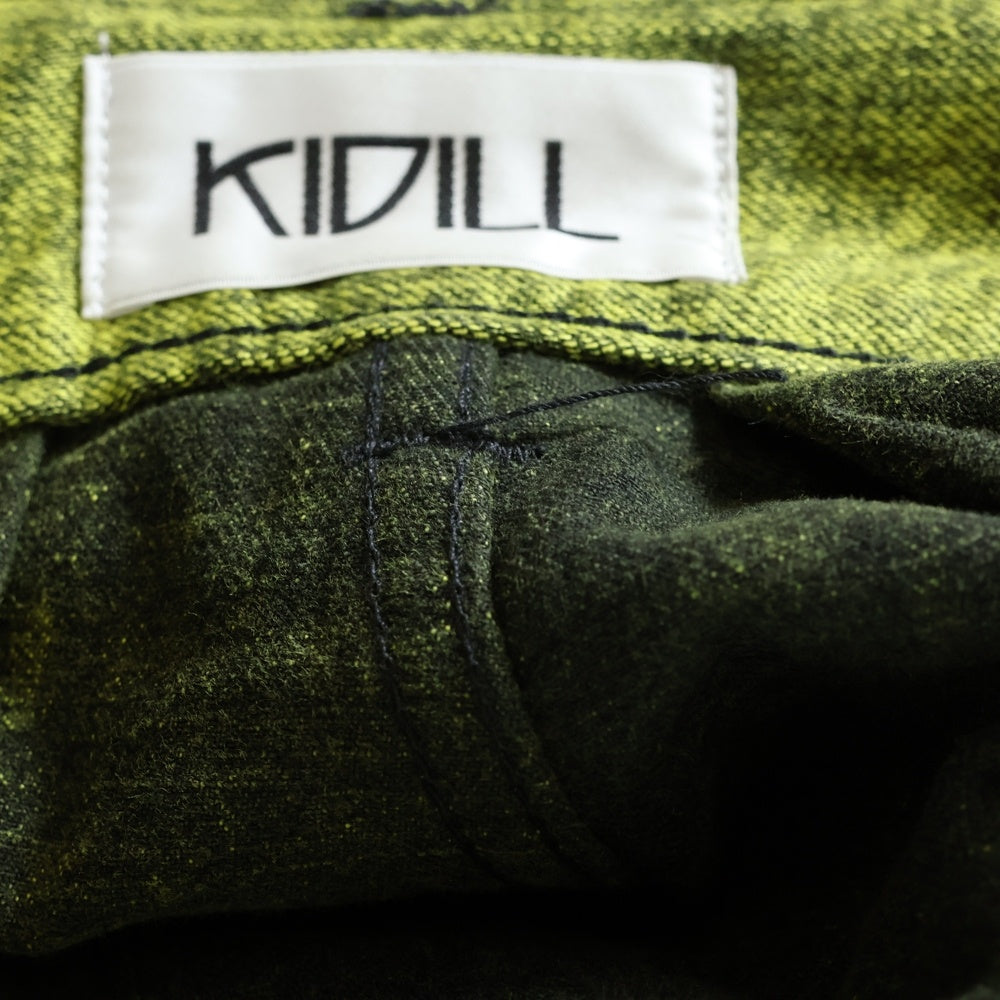 KIDILL(キディル) 23AW TUCK DENIM PANTS CHEMICAL WASH ケミカルウォッシュ タック ワイドデニムパンツ イエロー KL773