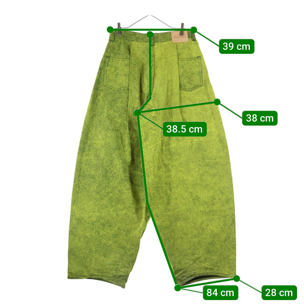 KIDILL(キディル) 23AW TUCK DENIM PANTS CHEMICAL WASH ケミカルウォッシュ タック ワイドデニムパンツ イエロー KL773