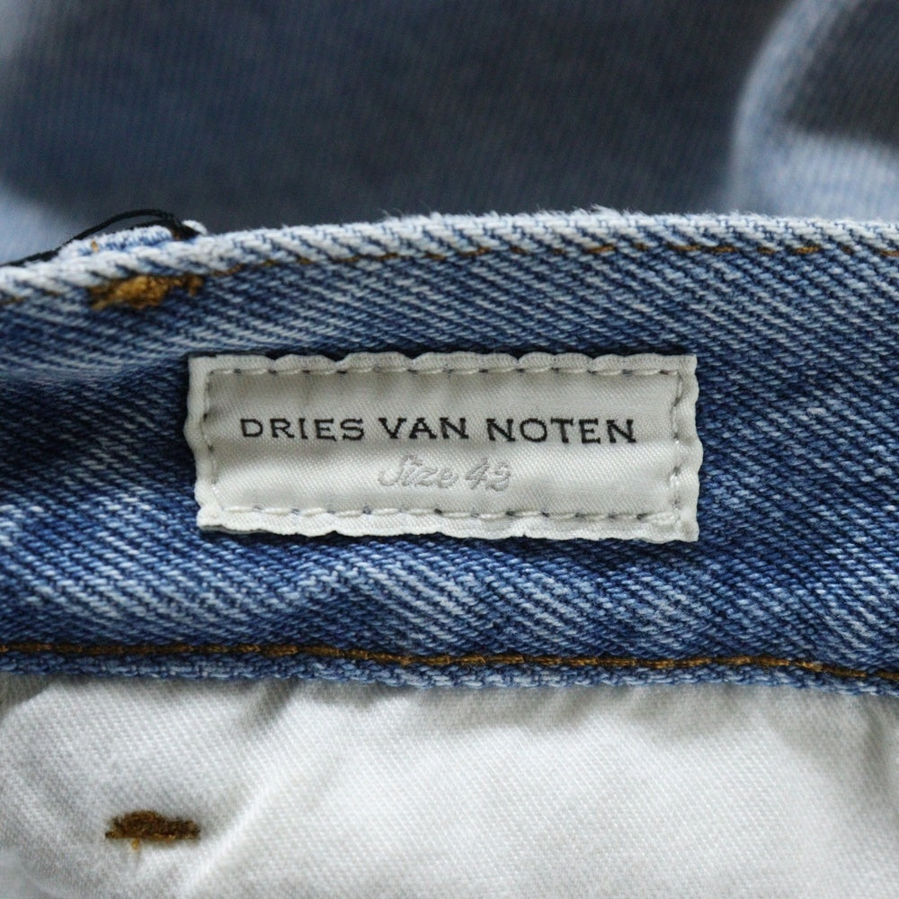 DRIES VAN NOTEN(ドリスヴァンノッテン) ダメージ加工 ジップフライ ワイド デニムパンツ インディゴ 242-010923-9391